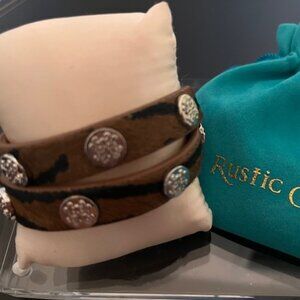 RUSTIC CUFF Double Wrap Leopard Genuine Leather Bracelet